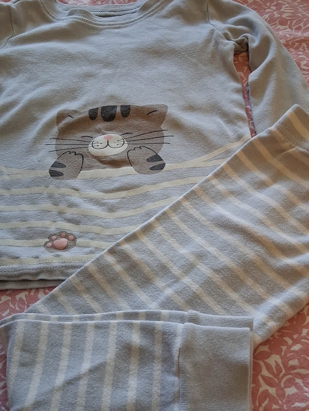 Old Navy Light Blue Cat Stripe Pajama Set